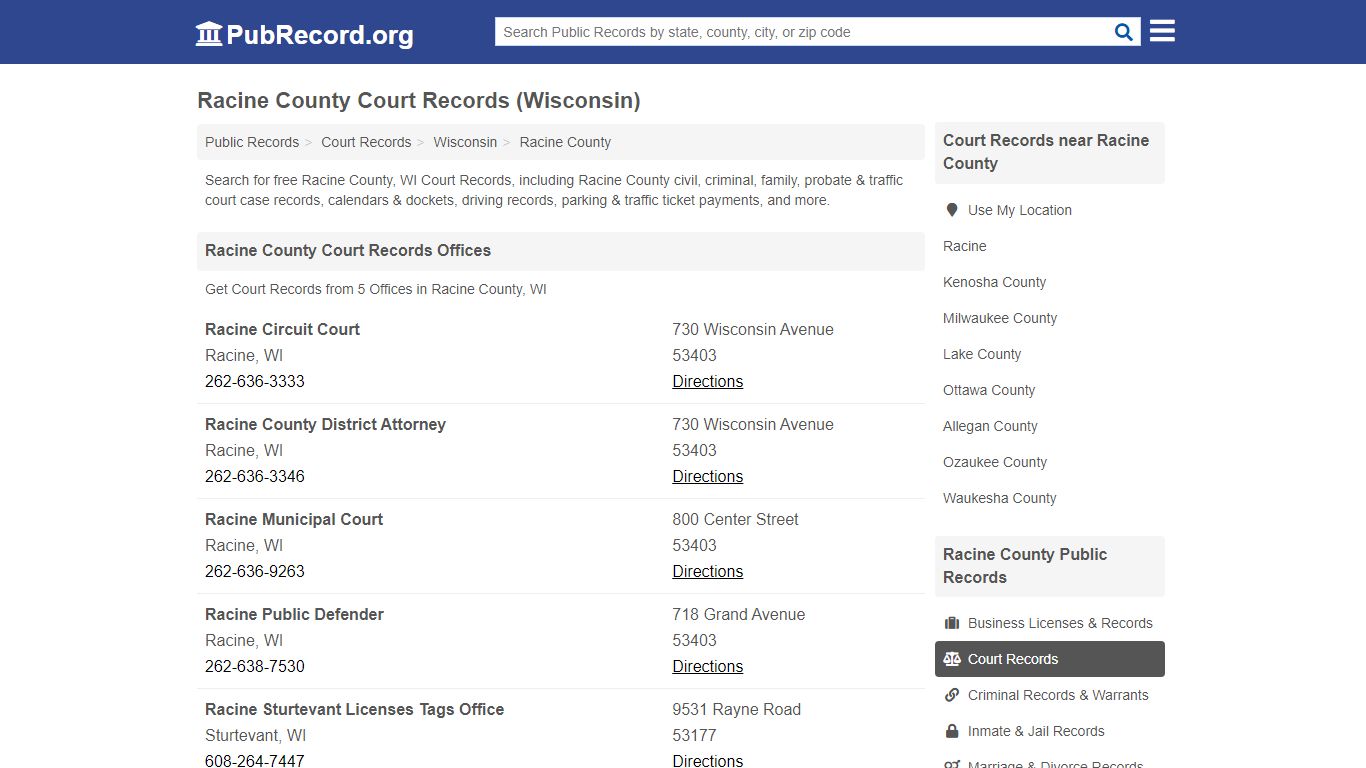 Free Racine County Court Records (Wisconsin Court Records) - PubRecord.org